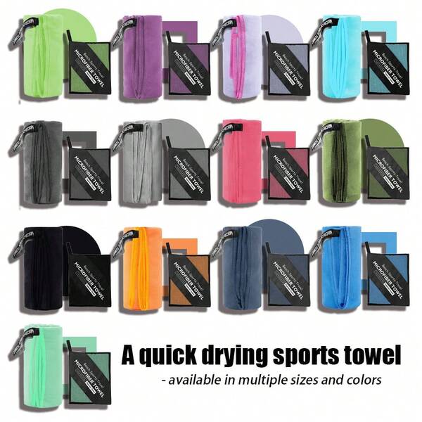 1 peça Toalha de secagem rápida para esportes ao ar livre, absorvente de suor, macia e de secagem rápida, toalha de praia de microfibra, toalha de viagem compacta e macia, toalha leve para adultos, toalha esportiva absorvente de suor, toalha de ioga, toalha de fitness, toalha absorvente de suor para viagens, ioga, praia, banho, natação, caminhada, escalada, fitness, mochila, piqueniques, piscinas, camping, itens essenciais de praia ou qualquer outro esporte