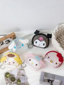 Sanrio 1 Pç Carteira Bonita Hello Kittys Kuromi Melody Cinnamoroll Transparente Portátil Moeda Fones de Ouvido Armazenamento Zero Carteira (Algumas Peças Podem Ser Aleatórias)