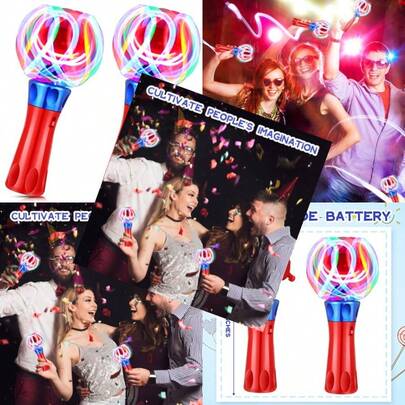 Hungdao Varita giratoria de 2 piezas juguetes sensoriales bola mágica orbitador LED para recuerdos de fiesta