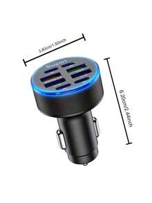 Intelligent Charging Starts From Now On! 100W Multi Port Fast Charging Car Charger, 8-Port Compatible With  And USB-C PD, Male To Female Design, High-Speed Car Charging Hub With USB Connector. - Blue - View 3