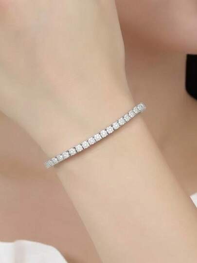 أساور تنس فاخرة مرصعة بالكريستال مكعب الزركونيا 4 مم للنساء والرجال، باللون الذهبي واللون الفضي، سلسلة أساور مجوهرات