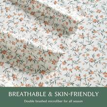 Black Sheets, Deep Pocket, 1800 Thread Count, Soft Breathable, Cute Printed Boho Farmhouse Bed Sheets, Up To 18 Inch - Tangerine - View 7