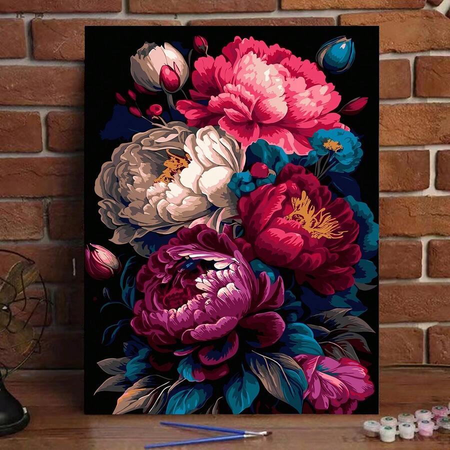 1pc DIY Adult Canvas Acrylic Digital Oil Painting Kit, Frameless Acrylic Digital Oil Painting Set, Adult Digital Oil Painting, Painting Set, Adult Oil Painting By Numbers, Adult Hobby And Craft, Birthday, Thanksgiving, Christmas Gift For Mom, Grandma, Neighbor, Friend, Home Decor Set - Multicolor - View 1