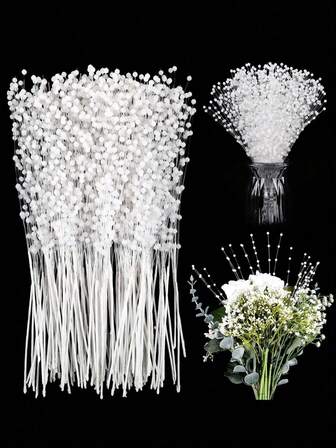 10/30/Piezas Mini Flor de Perla Falsa Blanca Perla Pegada Cuentas 21,5 cm Ramo de Novia Boda Decoración de Fiesta - Cadena de Ramo Hecho a Mano y Adorno de Flor Artificial, Adecuado para Bodas DIY, Colgantes, Decoración de Centro de Mesa, Ramos Hechos a Mano y Decoración de Reunión Familiar