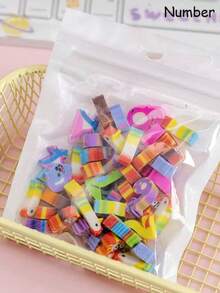 50 piezas de gomas de borrar de dibujos animados en miniatura, de varios estilos, pequeñas y convenientes para llevar, fáciles de limpiar, material que no daña el papel, de vuelta a la escuela - Multicolor - Ver 9