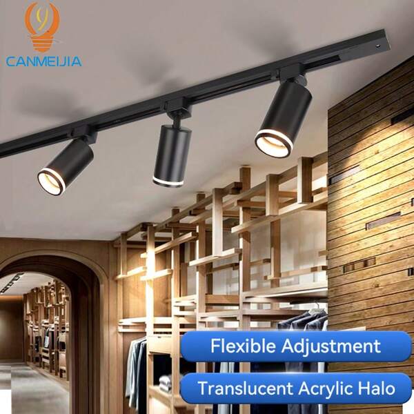 (Set) GU10 Track Lights, Ceiling Recessed Spotlights, 180° Adjustable Floodlights, Black/White Metal Aluminum + PC, AC85-265V, Suitable For Bedroom/Study/Living Room/Closet/Display Cabinet/Showroom/Store/Gallery/Corridor/Dining Room/Clothing Store/Bar (Product Set Includes Track Rail And Connecting Accessories)