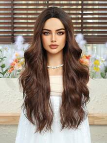 28 "Long Curly Hair Wig Ombre Brown Wig For Women Synthetic Wig For Everyday Parties Festival Travel Music Festivals Holiday Gifts For Daily Party,Natural Sexy Simple Casual Sports Preppy Cosplay Heat Resistant Fake Hair Or Holiday Party Everyday Wear,Halloween Christmas Gifts, Gifts For Girlfriends,Gifts For Girlfriends - 鏽棕色 - 查看 3