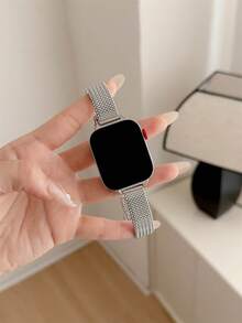 1条金属磁吸表带，男女通用，兼容华为Watch Fit 1/Fit 2/Fit 3/Fit 4/Pro智能手表表带 - 銀色 - 查看 2