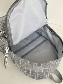 Mochila casual minimalista de gran capacidad, adecuada para estudiantes de secundaria y universidad, mochila a cuadros ligera y versátil