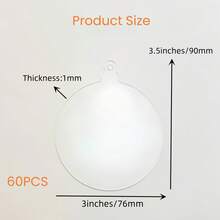 3 pulgadas, 4 pulgadas Piezas decorativas de plástico en blanco, adornos acrílicos transparentes, adornos acrílicos redondos en blanco, anillos colgantes de Navidad, adornos de árbol de Navidad en blanco para manualidades DIY - transparente - Ver 14