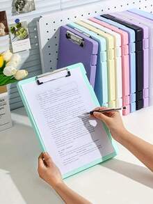 1pc Large Capacity A4 Size Portable ABS Plastic File Storage Box, Durable, Suitable For Office, School And University, Multi-Subject Classification And Easy File Management, All-In-One Clip Storage Box, Essential Back-To-School And Storage Item For Students, Teachers And Professionals