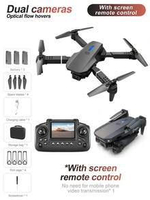 Upgraded E88 Drone, Available In Black And Light Gray, Equipped With HD Real-Time Image Transmission Remote Control, HD Dual Cameras, Supports Optical Flow Hovering And One-Key Landing. - Multicolor - View 16