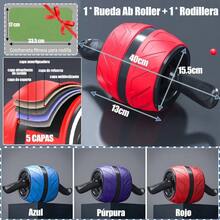 Rueda para Abdominales, Rueda de Ejercicio Abdominal, Rebote Automtico AB Wheel con Estera de Rodilla, para Entrenamiento de Fuerza Abdominal y Central, Fitness Tonificar - Rojo - Ver 5