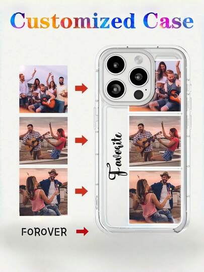 1pc Customized Phone Case With Desired Photo And Name, Transparent Anti-Drop Full Coverage Compatible With Samsung A13/A21s, Compatible With IPhone 16e, 17, 16 Pro Max, 16 Pro, XR, 11, 14. Fashionable, Colorful, Cute, Personalized, Unique. Customized Ideal Gift For Boyfriend, Girlfriend, Family, Friends