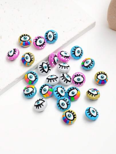 5/30pcs Multi-Color Fashionable Halloween Painted Eye Beads, Suitable For DIY Necklace, Bracelet, Earring, Keychain, Phone Strap, Decorative Pen, Couple Gifts