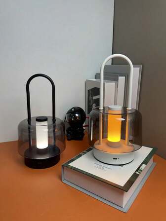 1pc Modern Minimalist Creative European-Style Convenient Desk/Handheld Bedside Lamp, Metal Lamp Body, Acrylic Lampshade, Touch 3-Color Dimming Tabletop Decor Lighting, USB Charging, Built-In 18650-1200mAh Battery. Suitable For Dining Table, Bar, Camping, Office, Dorm, Bedroom, Living Room, Kitchen Lighting, Can Be Used As Holiday Gift For Christmas, Valentine's Day, Etc.