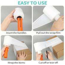 4 Stück farbige Stretchfolie mit 1 Kunststoffgriff, 10 cm x 150 m, industrielle Stärke, selbstklebende Stretchfolie, Mini-Rolle zum Umzug, Sortieren, Verpacken, Versand und Palettenfolie