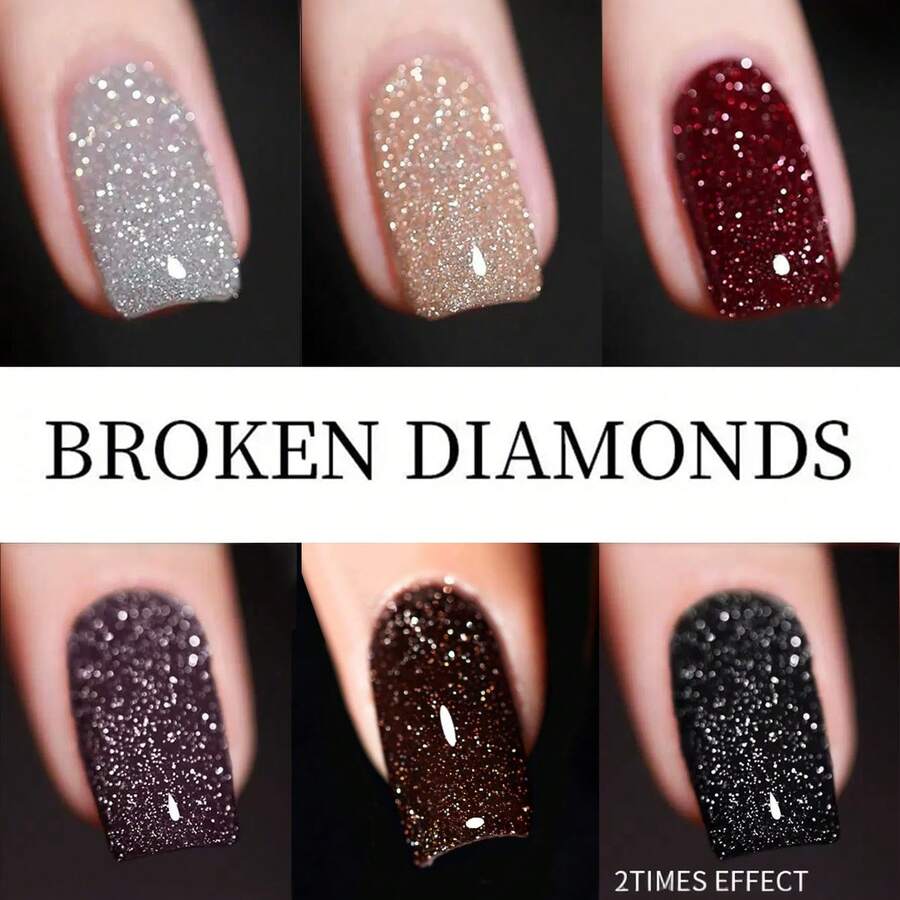 MIANEL 10ML秋冬酒红色闪光碎钻亮片凝胶指甲油2025新款白色流行粉彩碎钻光疗凝胶红指甲黑色指甲适用于美甲用品圣诞美甲