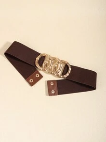1 chiếc thắt lưng bản rộng có ba khoen, phù hợp với váy, áo sơ mi và các trang phục khác - Cà phê - Xem 5