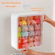 LABUBU4.0收藏展示柜1个，2025新款收纳柜，壁挂式展示柜，防尘展示柜，无孔安装设计，可容纳12个毛绒玩具，适合放在客厅、书房、卧室的收藏展示柜，非常适合LABUBU4.0系列收藏展示，是理想的|万圣节|圣诞节|精美礼物【不含玩偶】 - 彩色 - 查看 6