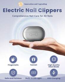 Fanyil Easy Clip Nail Clippers - 2026 Yosody Easyclip Smart Nail Clipper For Seniors, Electric Nails Care Tool With LED Light, Painless Toenail Trimmer For Thick Nails, Arthritis, Low Vision (Black*1) - Black*1 - View 11