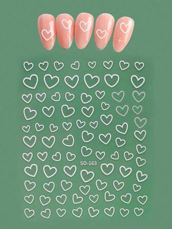 2pcs Heart Shaped Mixed Decorative Stickers, Cute & Nail Art Stickers