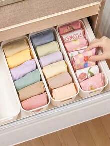 1/3/6 buah Kotak Penyimpanan Plastik Putih, Wadah Terbuka Serbaguna untuk Mengatur Casing Ponsel, Kaos Kaki, Pakaian Dalam, Kotak Penyimpanan Rumah Tangga Penting, Desain Minimalis, Mudah Dilihat - MultiWarna - View 6