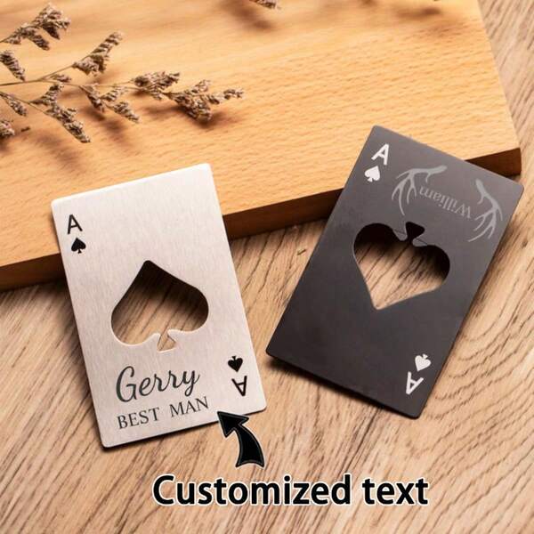 1pc/10pcs Customized Corkscrew, Ace Of Spades Corkscrew, Playing Card Corkscrew, Party Gift, Best Man Gift, Stainless Steel Playing Card Gift, Laser-Engraved Corkscrew
