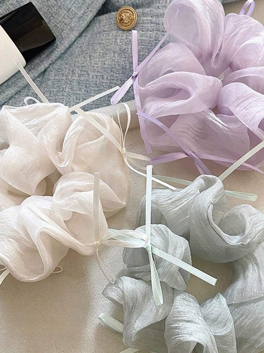 1 peça de laço estilo balé em tecido chiffon com rede - Um acessório feminino, versátil e perfeito para expressar individualidade. Também pode ser usado como prendedor de rabo de cavalo, elástico de cabelo, scrunchie ou acessório para cabelo.