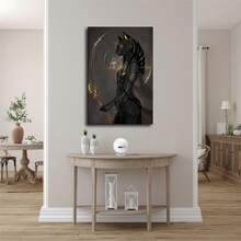 1 pieza Póster de arte en lienzo con la mitología egipcia de Anubis, decoración de pared abstracta con deidad ancestral dorada, impresión espiritual de animal sin marco, regalo para el hogar, oficina, dormitorio o cafetería