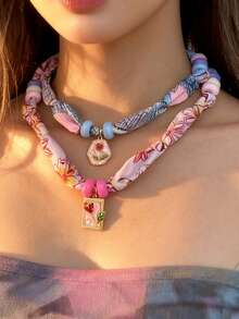 1 pieza Collar con colgante de perla de resina de estilo elegante y lujoso Y2K, con cuentas de cobre en forma de corazón, color rojo, regalo de joyería para hermanas, parejas, adecuado para el Día de San Valentín, citas, fiestas, bodas, vacaciones, Navidad, usar joyería roja - collar - View 12