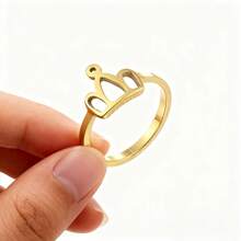 1pc Stainless Steel Non-Fading Geometric Star, Moon Hollow Crown Pendant Ring, Simple Natural Style Jewelry Suitable For Women Daily Wear, Gift For Friends And Sisters