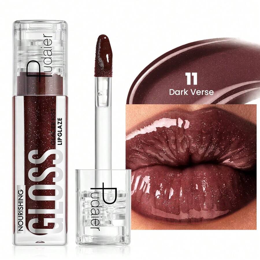 Pudaier 1pc Non-Sticky Lip Gloss, Long-Lasting Hydration Mirror Water Gloss, Easy-Blend Application Lip Balm Suitable For Birthday Christmas Present - #11 - Xem 1