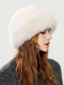 1pc Winter Ski Hat, Thermal Lined Thick Fashionable Minimalist Fluffy Trapper Hat For Women