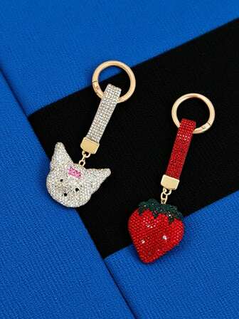 1 件时尚百搭可爱水果和猫咪钥匙扣