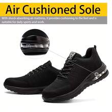 Zapatos de para Trabajo Antideslizantes con Punta de Acero y Resistencia al Agujero para Hombres, Zapatos de protección laboral para mujer,Zapatos de Laboral Resistentes al Desgaste con Suela Suave y Absorción de Impactos, Con Cordones  Zapatos De Calzado de laboral antigolpes, antipuñaladas y transpirable e Fibra De Kevlar De Acero Ligero Granja y Jardín Reparación de Autos Ingeniero Almacén - Negro - Ver 3