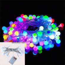 1pc 1.5M/3 Meters/6M/10M 10/20/40/80 Light LED Warm Light String Round Ball Small String Lights Battery Lights Room Decoration Outdoor Camping Colored Lights For Garden Christmas Light