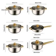 Stainless Steel Cookware Set 18pcs Non Stick Kitchen Pot And Pan Set With Lids Classic Cooking Set For Gas Electric And Induction Cooktops - Gold - View 3