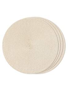 1pc/4pcs/6pcs 15-Inch Round Woven PP Placemats, Washable Non-Slip Dining Table Mats, High-Quality Woven Home Decor Tableware Coasters, Suitable For Dining Room, Kitchen, Farmhouse Style, Christmas & New Year Party Decoration