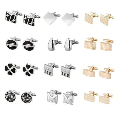 1/3/4/6/9/12 Pcs Cufflink - Classic Fashion Men's Cuff Links Silver-Tone Gold-Tone Black For Business Wedding Party Gift Box