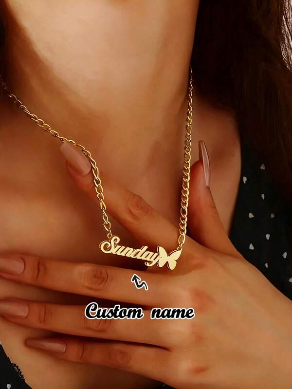 1 pezzo Collana personalizzata in acciaio inossidabile a doppio strato con ciondolo a farfalla, ciondolo personalizzato a forma di cuore e lettera, collana choker ideale come regalo per fidanzata, mamma, famiglia, amici, figlia per anniversario, San Valentino, Festa della Mamma, compleanno, laurea, uso quotidiano, matrimonio, ballo