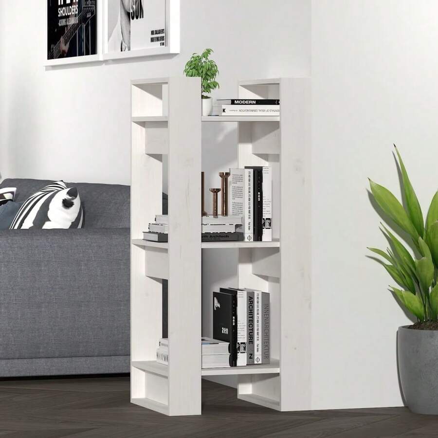 vidaXL Bücherregal/Raumteiler Weiß 41x35x91 Cm Massivholz Kiefer