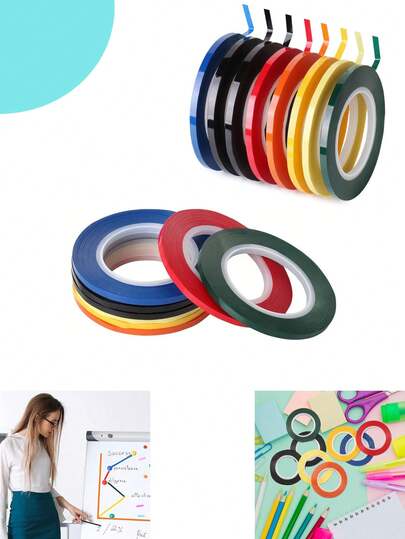 2 piezas de cinta para pizarra blanca, cinta delgada para borrar en seco pizarras en varios colores, accesorios para pizarra blanca, cinta herramienta de oficina y estudio, cinta para gráficos