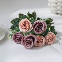 1/80pcs Artificial Rose Bouquet, Fake Rose Flowers, Suitable For Spring/Autumn Decor, Wedding Vase, Home, Restaurant, Bedroom, Kitchen, Bathroom Decor, Mother's Day Gift, Holiday Birthday Party Supplies, Outdoor Garden Decoration - Purple - View 6