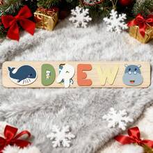 Personalized Name Puzzle, Customized Name Puzzle, Customized Wooden Puzzle Toy, Wooden Letter Puzzle, 3D Letter Puzzle Toy, Easter Christmas Gift, 1st Birthday Gift, Personalized Gift, Birthday Gift, Wooden Puzzle, Customized Wooden Puzzle Toy, Anniversary Gift, Building Block Gift Set - Green and White - View 11