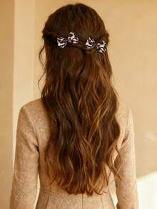 2个豹纹印花发夹，卡其棕色蝴蝶结鳄鱼夹，优雅日常发夹，可爱甜美时尚发卡，女士发饰，发夹，发卡