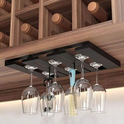 Wine Glass Holder Under Shelf Cabinet Wine Glass Rack Kitchen Hanging Glass Storage Rack OrganizerPunchfree Under Cabinet Stemware Glasses Storage Hanger Plastic Organizer For Bar