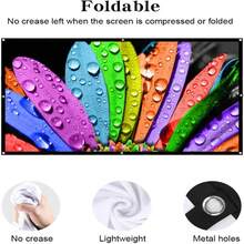 84英寸投影幕，便携式可折叠投影幕，双面视频投影幕，适用于室内外使用，无褶皱 - 白色 - 查看 8