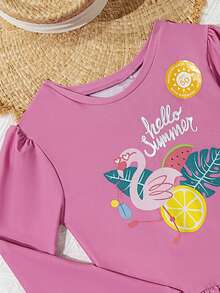 Women's Bikini Children's Bikini Girl Youth Bikini Beach, Party, Sophisticated, Pool, Cartoon, Vacation, Beach, Party, Sophisticated, Pool,LARA VIVA - 粉色 - 查看 2