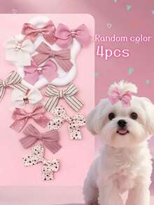 PETSIN 4/8 件宠物蝴蝶结发夹套装，狗发饰，猫发夹，可爱蝴蝶结法国斗牛犬猫发饰，节日装饰（颜色随机） - 彩色 - 查看 9